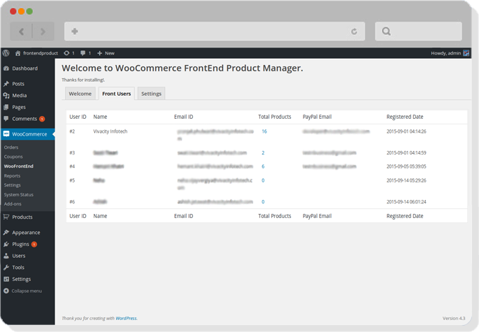 Woocommerce frontend pro product manager