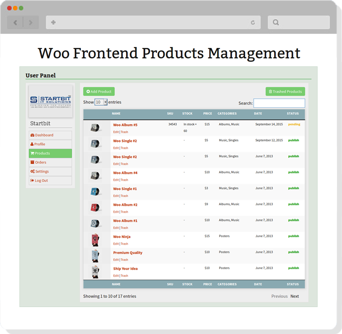 woocommerce frontend product management